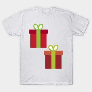 Modern Christmas Present Gift Box Simple Red & Green T-Shirt